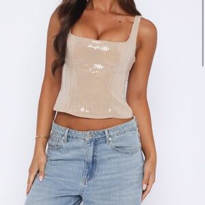 Sequin Beige Top NWT